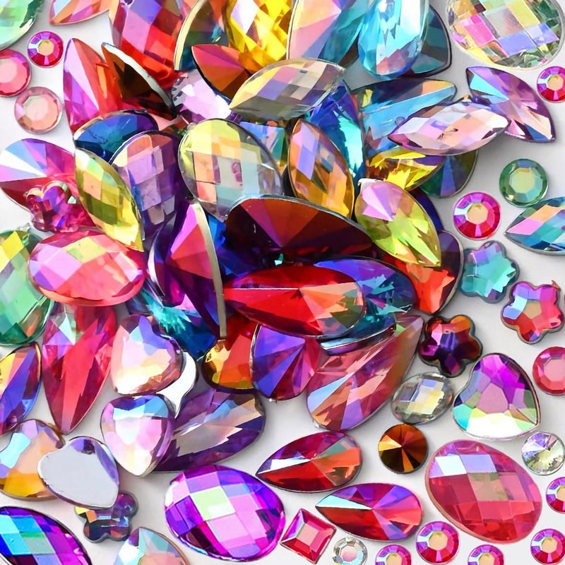 VADQZA 600PCS Mixed 12 Colors AB Colorful Gems Rhinestones Jewels for Crafts, Flatback Crystal Bedazzling Gemstones Rhinestone for Crafting Halloween Cosplay Party Embellishments Decorations - Image 1